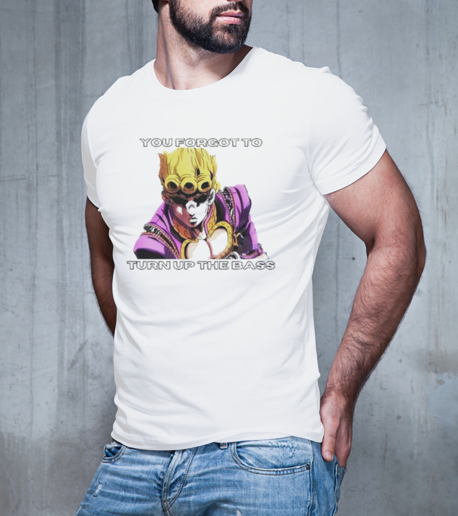 Giorno Giovanna You Forgot To Turn Up The Bass JoJo's Bizarre Adventure Anime Character Vibrant Purple T-Shirt