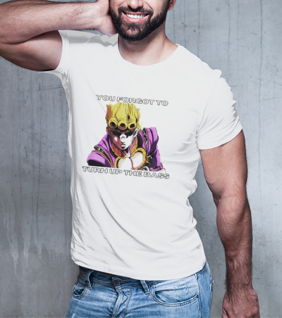 Giorno Giovanna You Forgot To Turn Up The Bass JoJo's Bizarre Adventure Anime Character Vibrant Purple T-Shirt