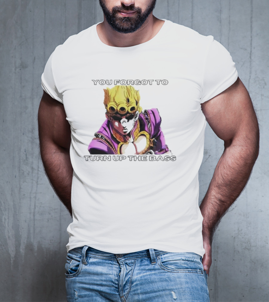 Giorno Giovanna You Forgot To Turn Up The Bass JoJo's Bizarre Adventure Anime Character Vibrant Purple T-Shirt