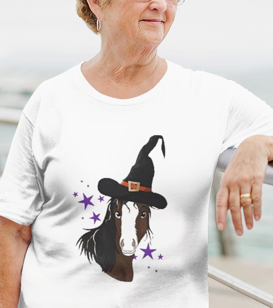 Katie Van Slyke Mini Witch Horse With Stars T-Shirt