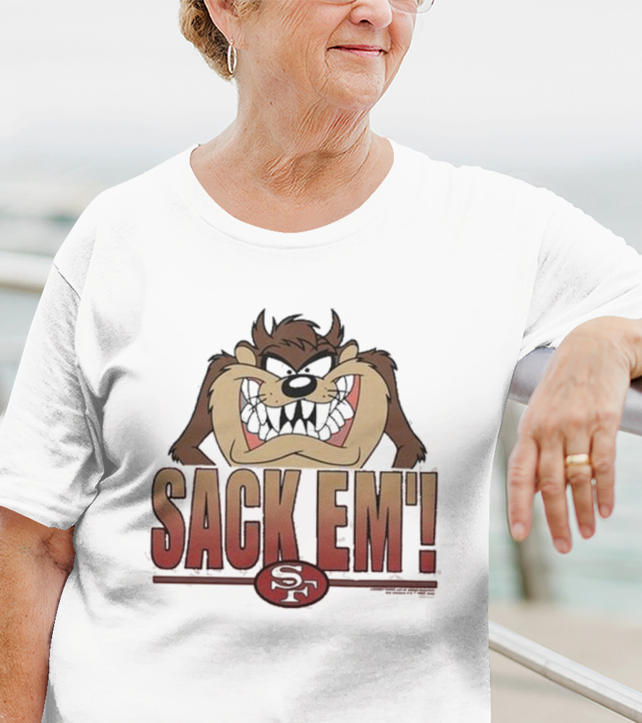 Looney Tunes Taz Sack Em’ San Francisco 49ers SF T-Shirt