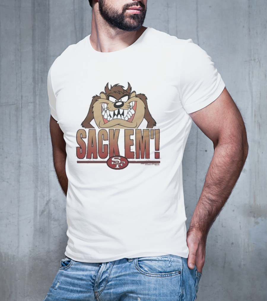 Looney Tunes Taz Sack Em’ San Francisco 49ers SF T-Shirt