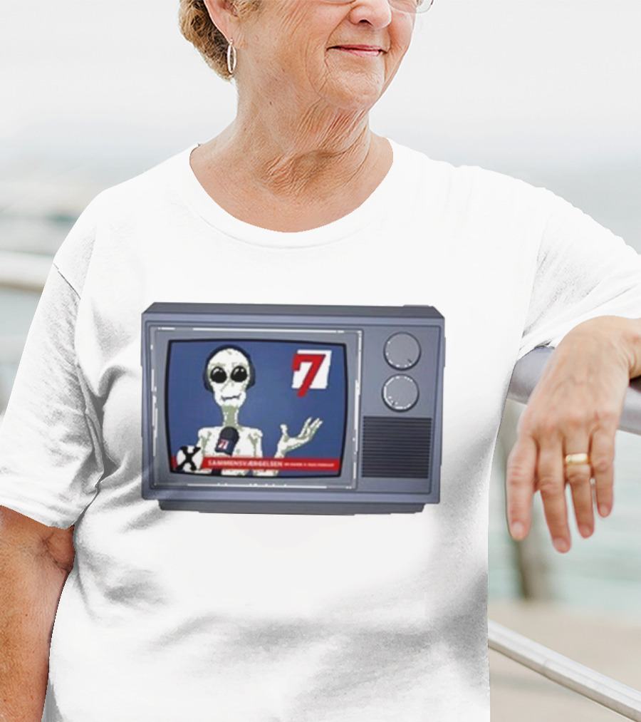 Sammensværgelsen Season 7 Hvid Retro TV Alien News Broadcast T-Shirt