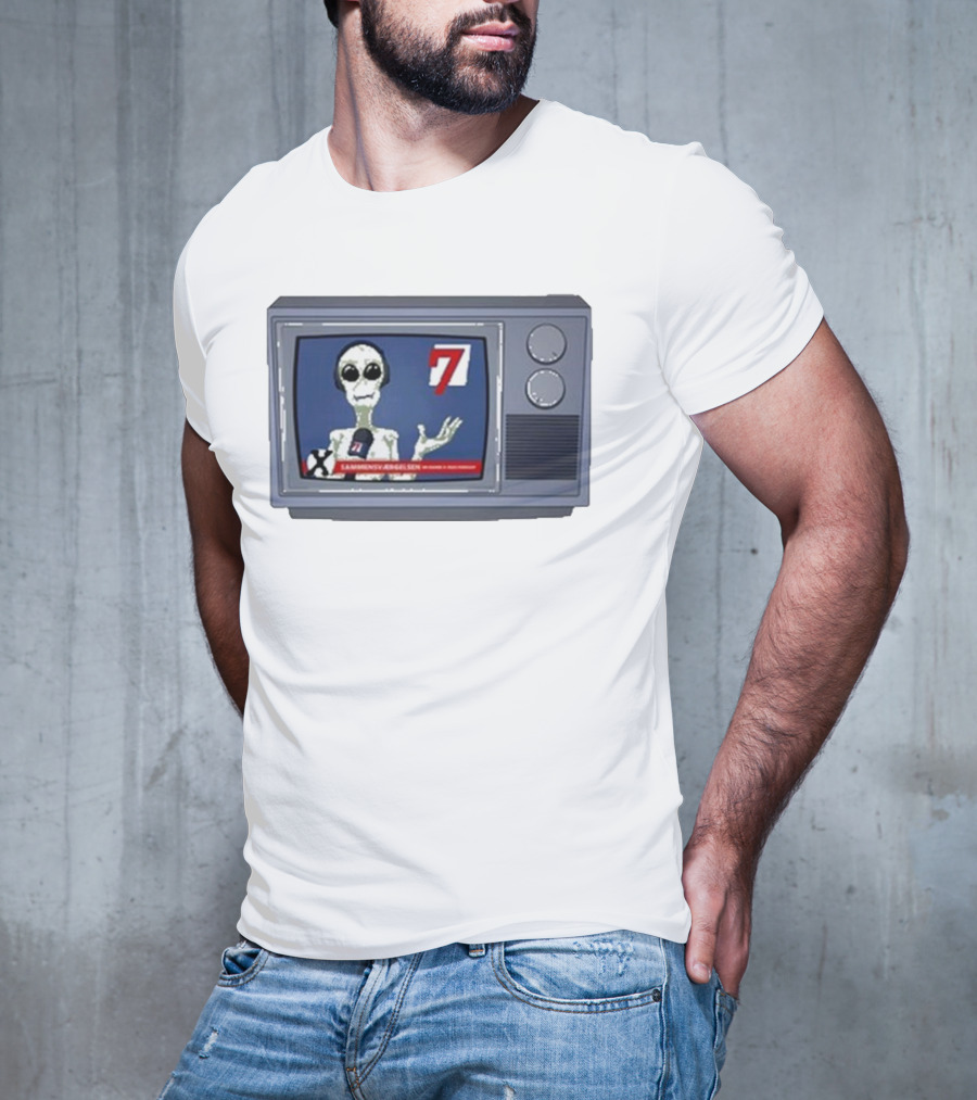 Sammensværgelsen Season 7 Hvid Retro TV Alien News Broadcast T-Shirt