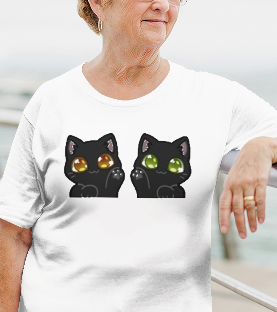 Stream Labs Kitties Black Cats With Colorful Eyes T-Shirt