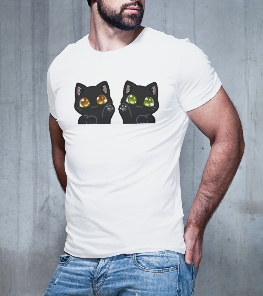 Stream Labs Kitties Black Cats With Colorful Eyes T-Shirt