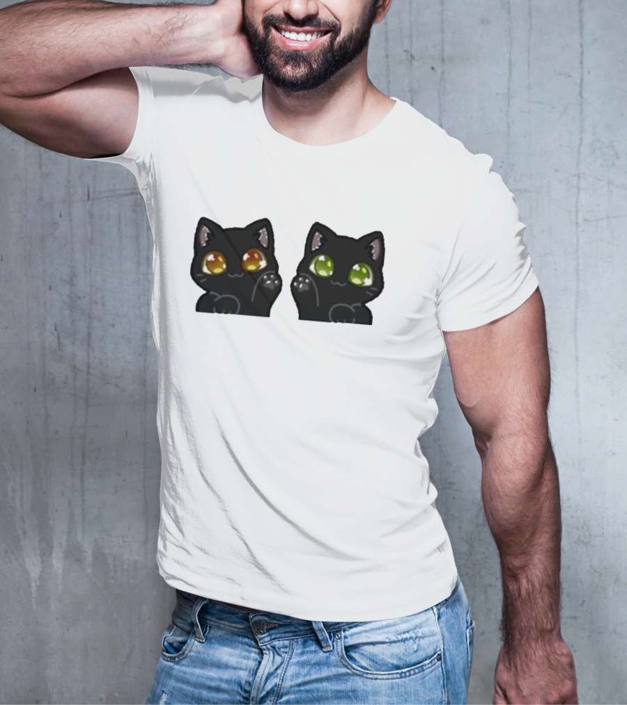 Stream Labs Kitties Black Cats With Colorful Eyes T-Shirt