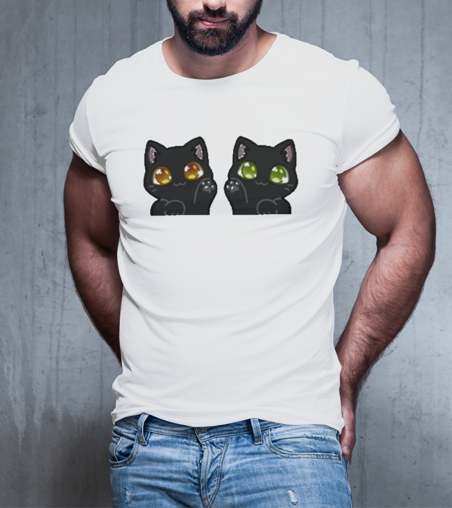 Stream Labs Kitties Black Cats With Colorful Eyes T-Shirt