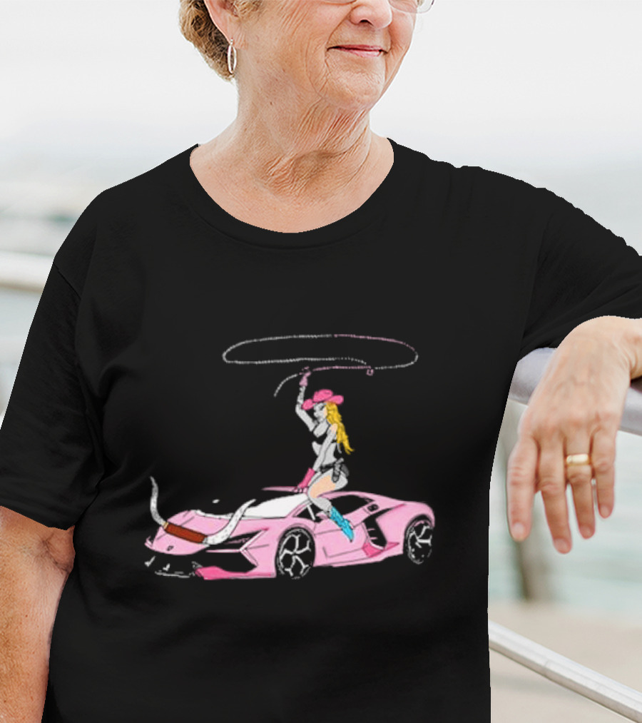 Iggy Azalea The Motherland Singapore Pink Sports Car Cowgirl Lasso T-Shirt