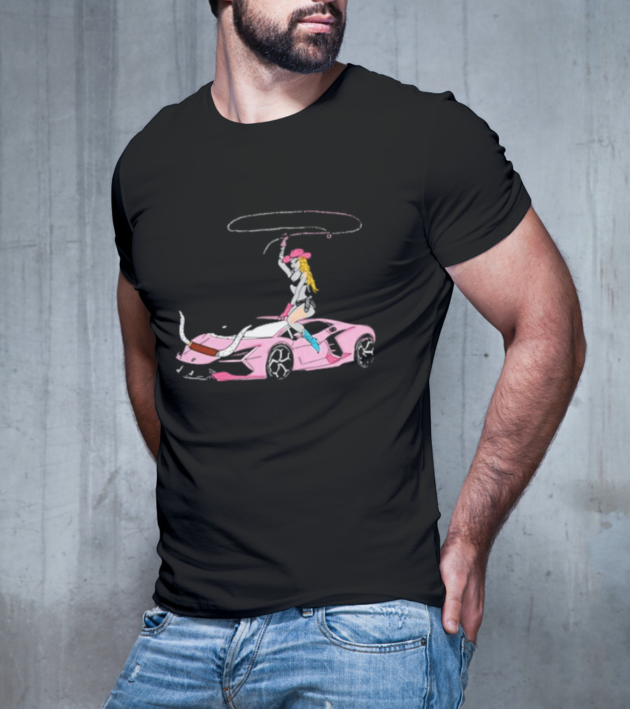 Iggy Azalea The Motherland Singapore Pink Sports Car Cowgirl Lasso T-Shirt