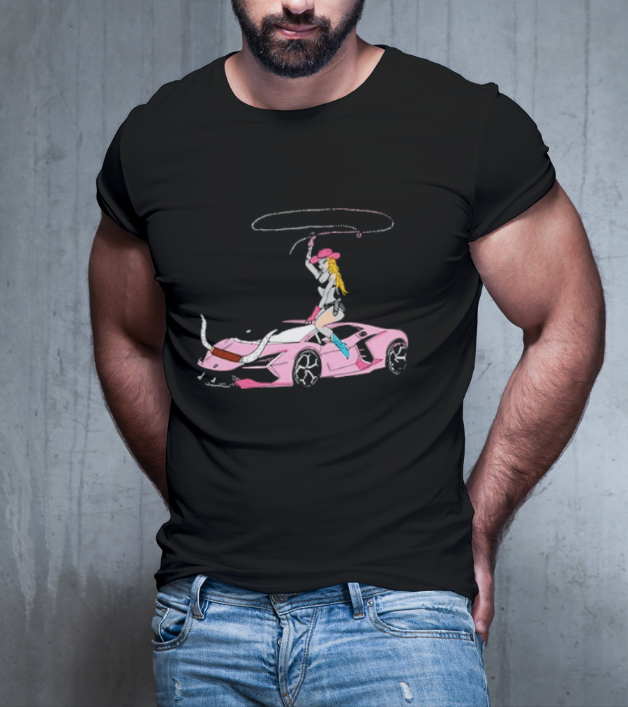 Iggy Azalea The Motherland Singapore Pink Sports Car Cowgirl Lasso T-Shirt