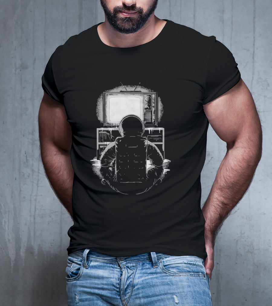 Lost Transmission Intotheam Astronaut Watching Vintage Television T-Shirt