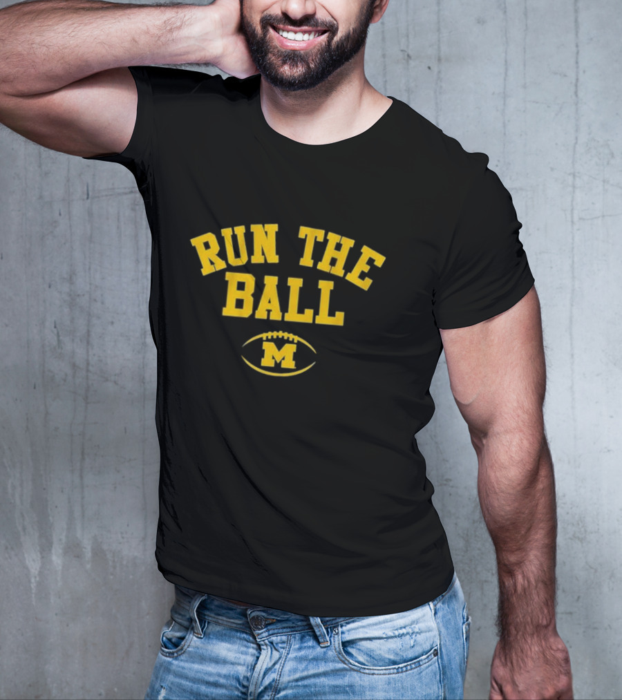 Michigan Wolverines Run The Ball Football M T-Shirt
