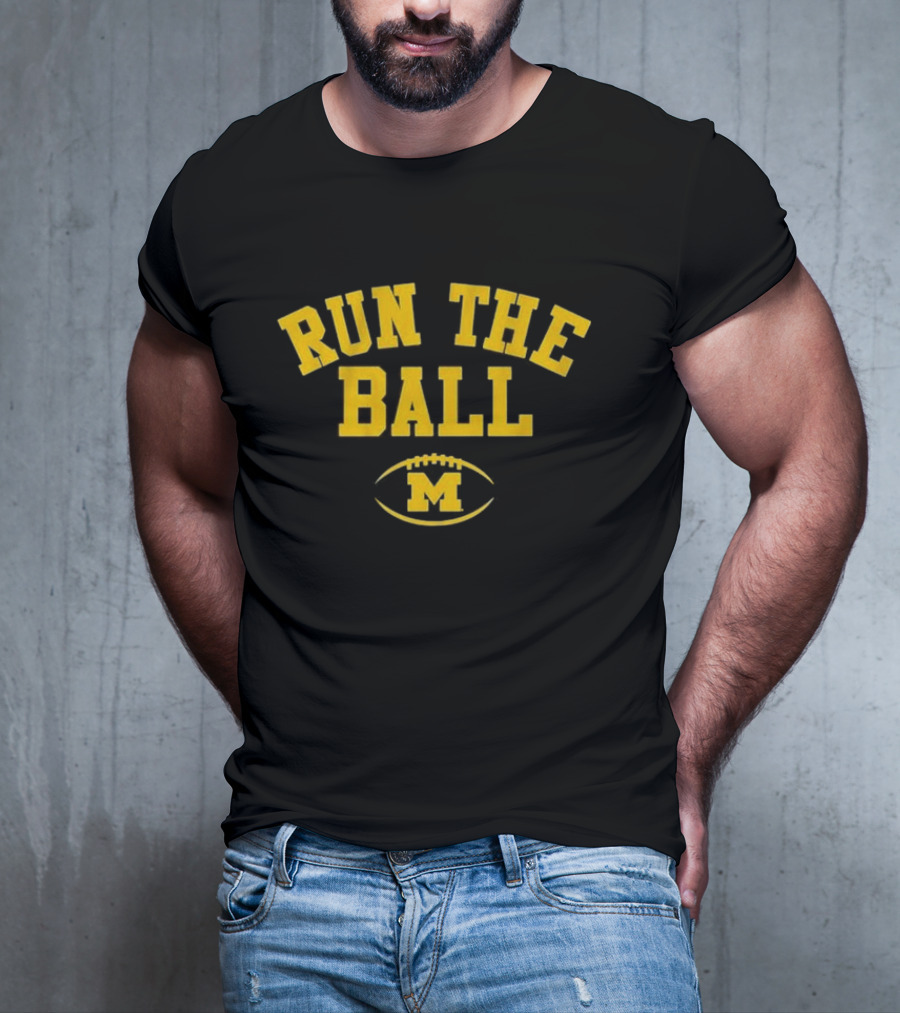 Michigan Wolverines Run The Ball Football M T-Shirt