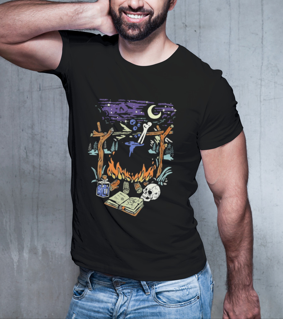 Mystic Brew Intotheam Moonlit Forest Ritual Potion And Skull T-Shirt