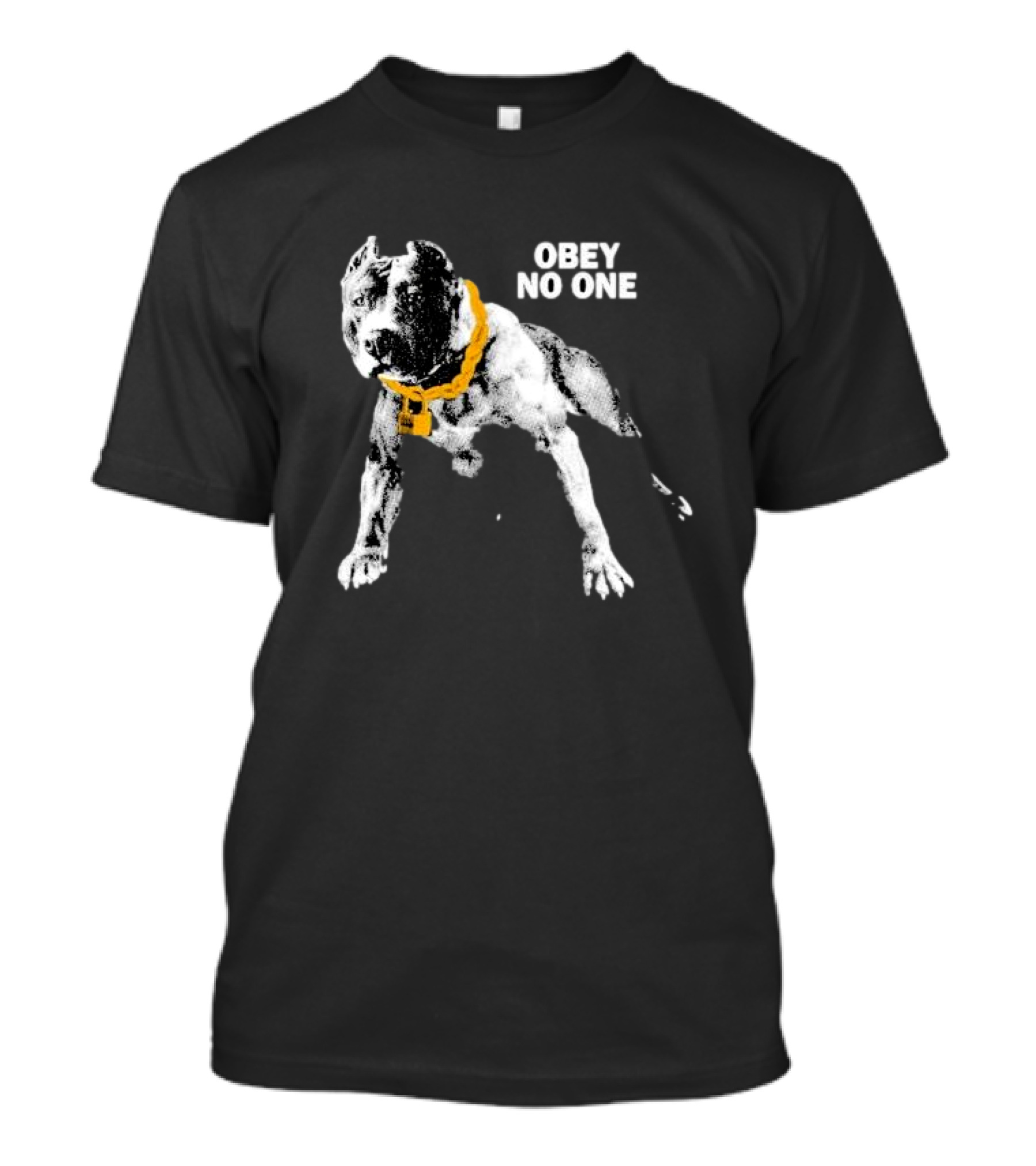 Obey No One Pitbull Bold Yellow Chain T-Shirt