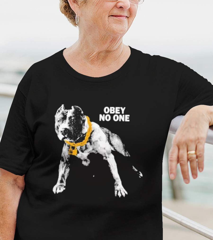 Obey No One Pitbull Bold Yellow Chain T-Shirt