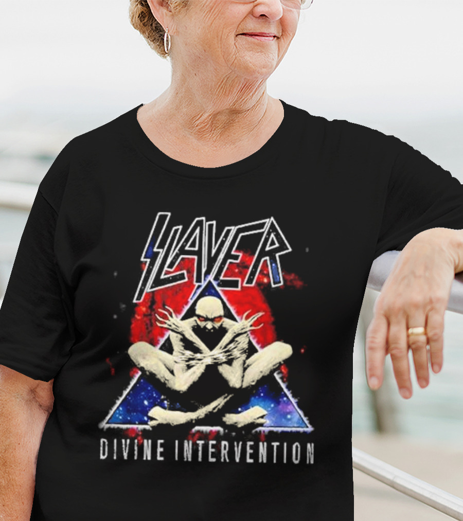 Slayer Divine Intervention Creepy Shadowy Figure Triangle T-Shirt