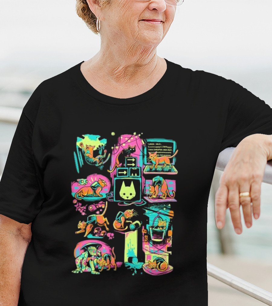 Stray Antics Extremely Normal Cat Quirky Adventure Vibrant Illustrations Playful Feline Escapades T-Shirt