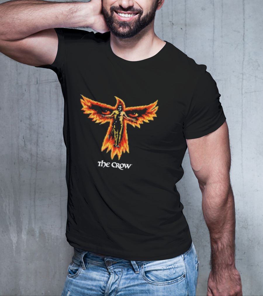 The Crow Firebird Symbol With Gothic Figure T-Shirt