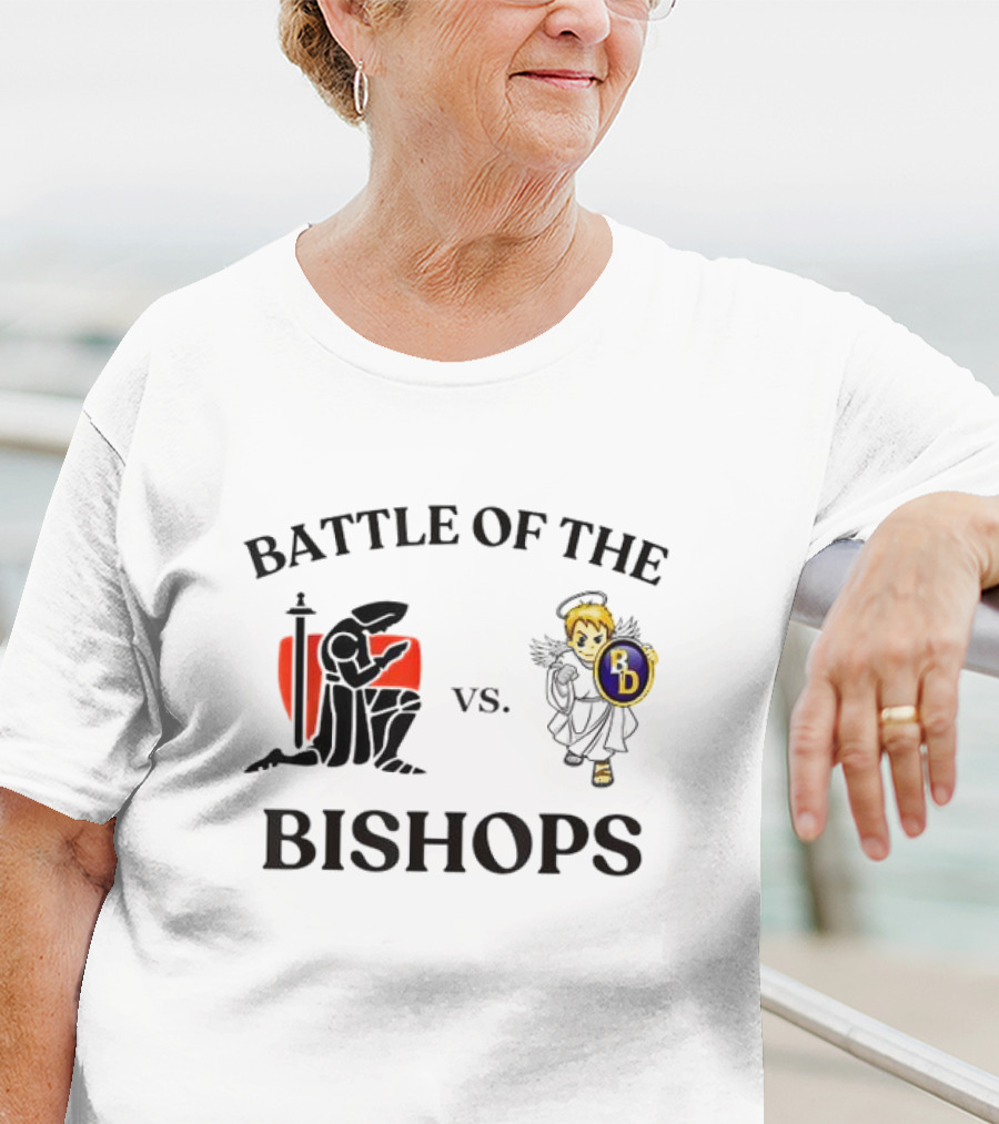 Battle Of The Bishops Vs. Black Knight And Angel Holding Shield T-Shirt