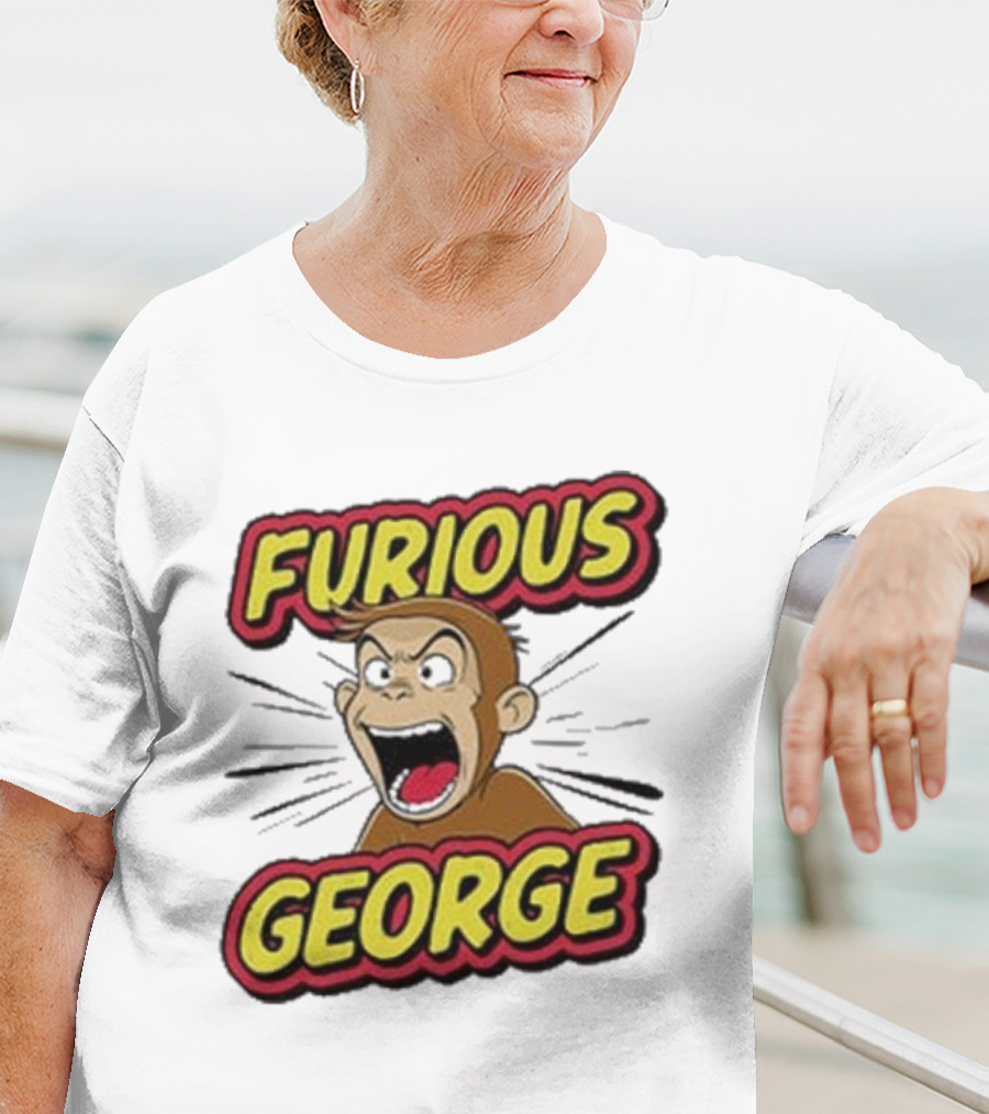 Furious George Monkey Shouting With Bold Comic T-Shirt