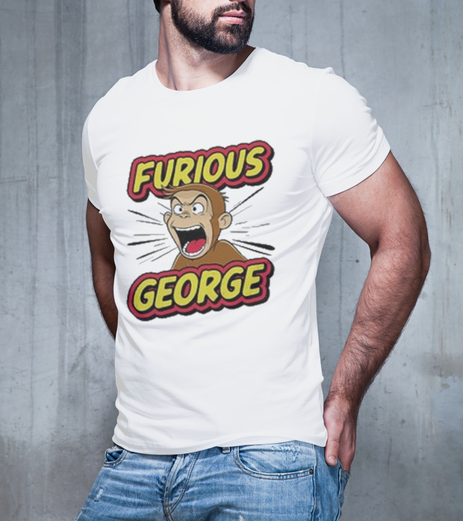 Furious George Monkey Shouting With Bold Comic T-Shirt
