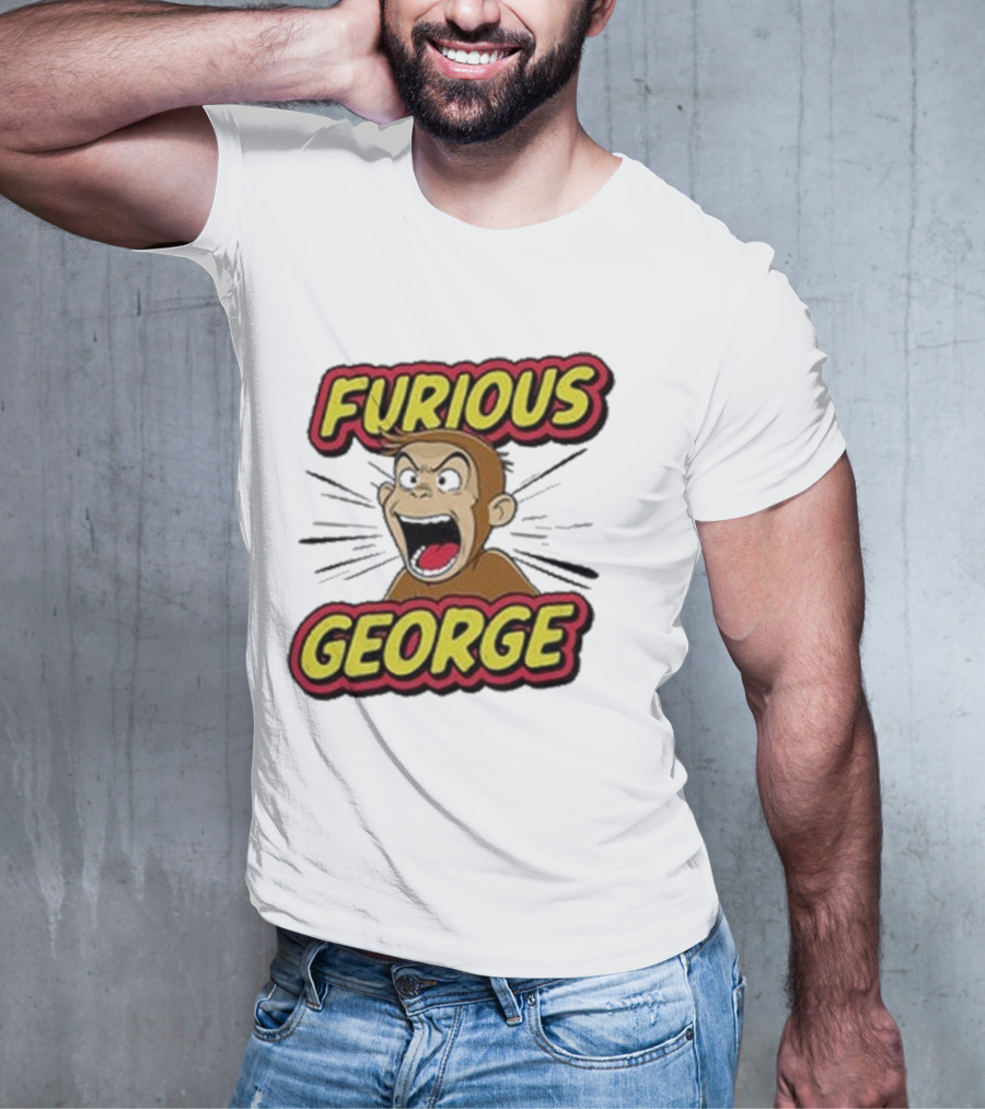 Furious George Monkey Shouting With Bold Comic T-Shirt