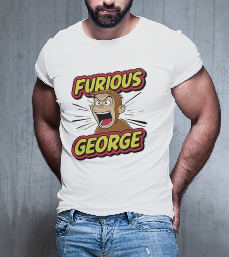 Furious George Monkey Shouting With Bold Comic T-Shirt