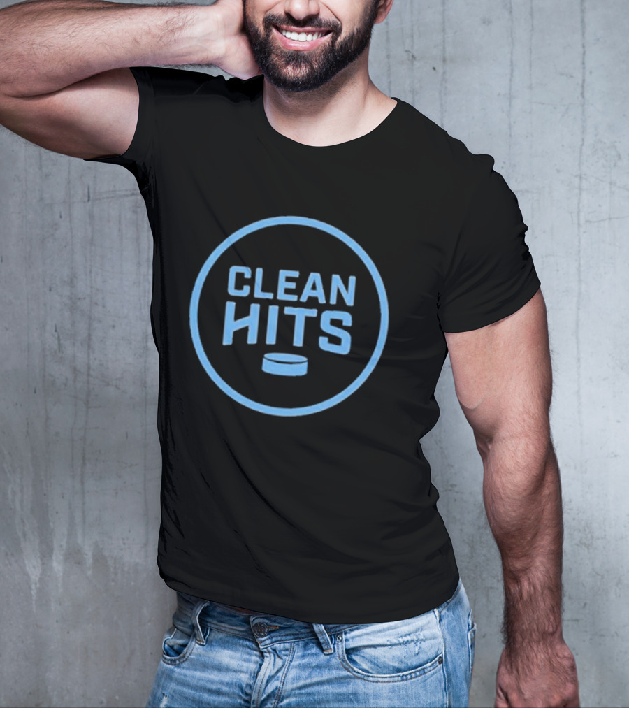 Clean Hits Hockey Puck Badge T-Shirt