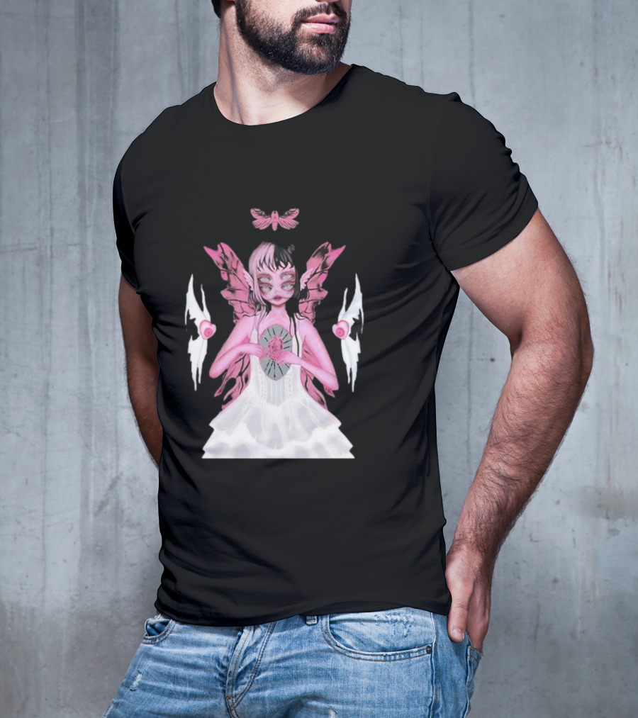 Melanie Martinez Portals Heart Pink Winged Character With Moth And Eyes T-Shirt