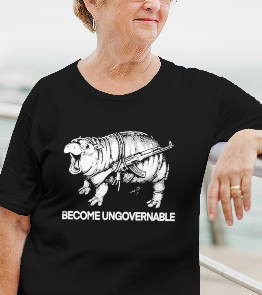 Punk With A Camera Moo Dang Become Ungovernable Hippopotamus With Weapon T-Shirt