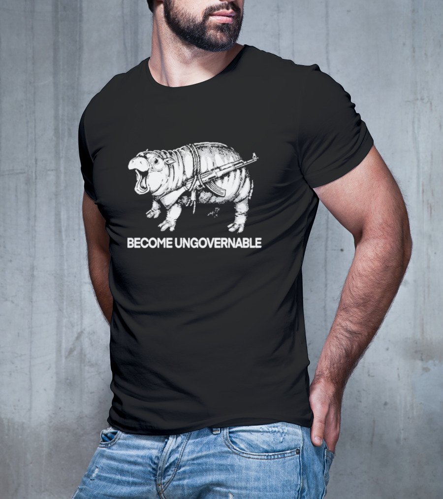 Punk With A Camera Moo Dang Become Ungovernable Hippopotamus With Weapon T-Shirt