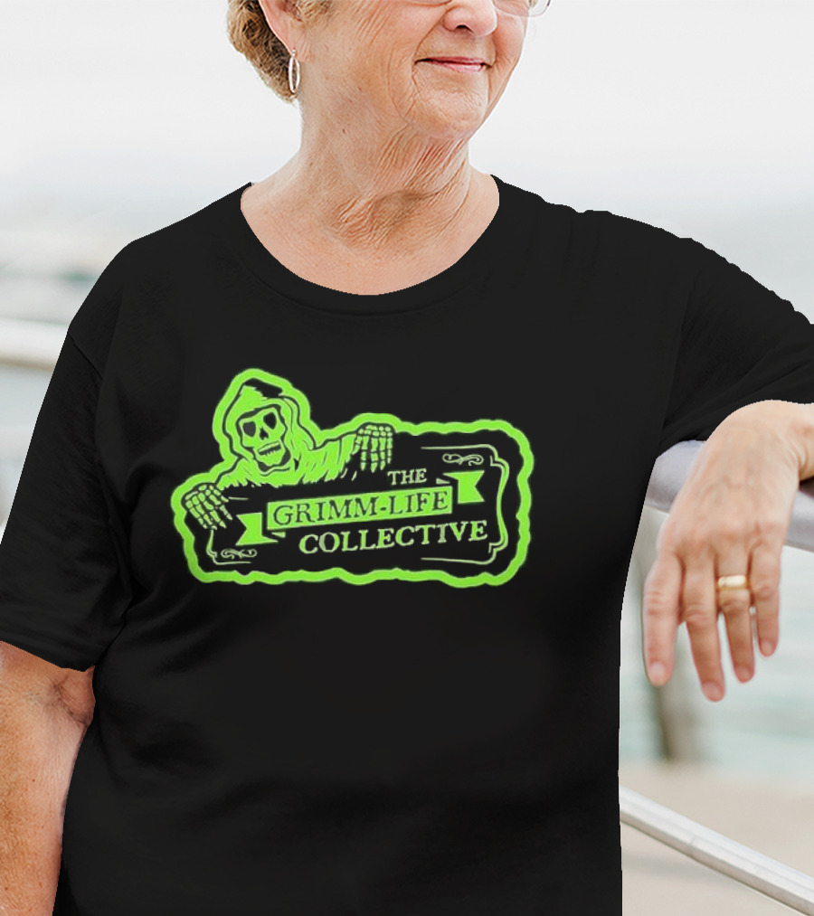 Zombie The Grimm-Life Collective Logo Scary Skeleton T-Shirt