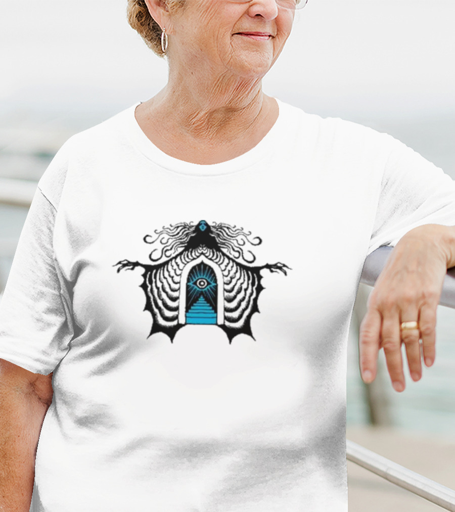 Billy Strings Sorceress Tie Dye Red All Seeing Eye Pyramid Black Cloaked Figure T-Shirt