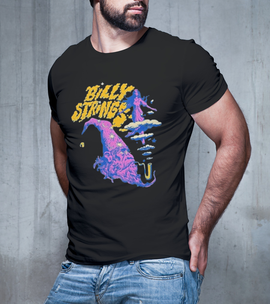 Billy Strings Wizard Head Psychedelic Clouds And Stars T-Shirt