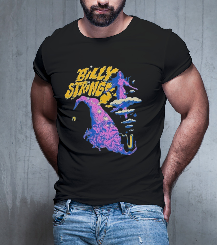 Billy Strings Wizard Head Psychedelic Clouds And Stars T-Shirt