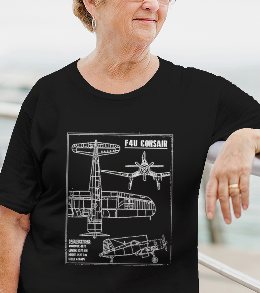 F4U Corsair Specifications Schematic Blueprint Diagram With Dimensions T-Shirt