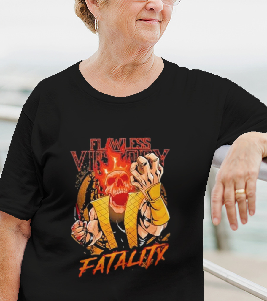Mortal Kombat Flawless Victory Fatality Skull Flame T-Shirt