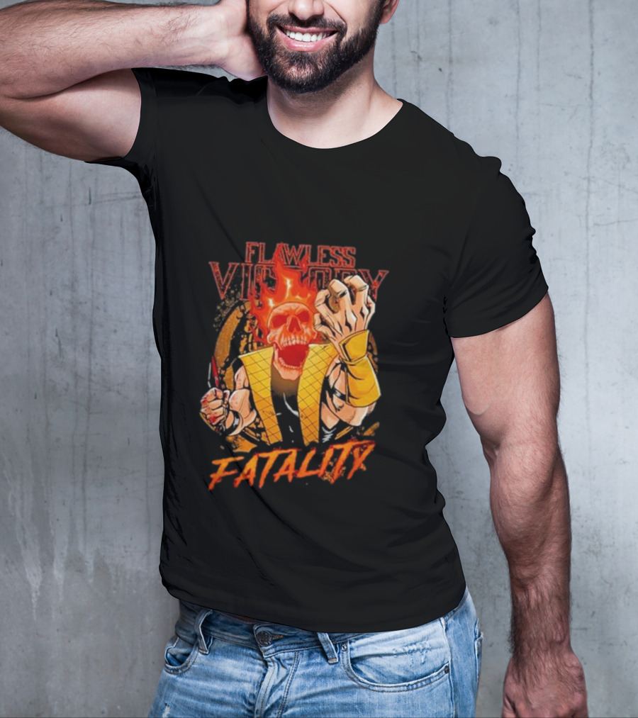 Mortal Kombat Flawless Victory Fatality Skull Flame T-Shirt