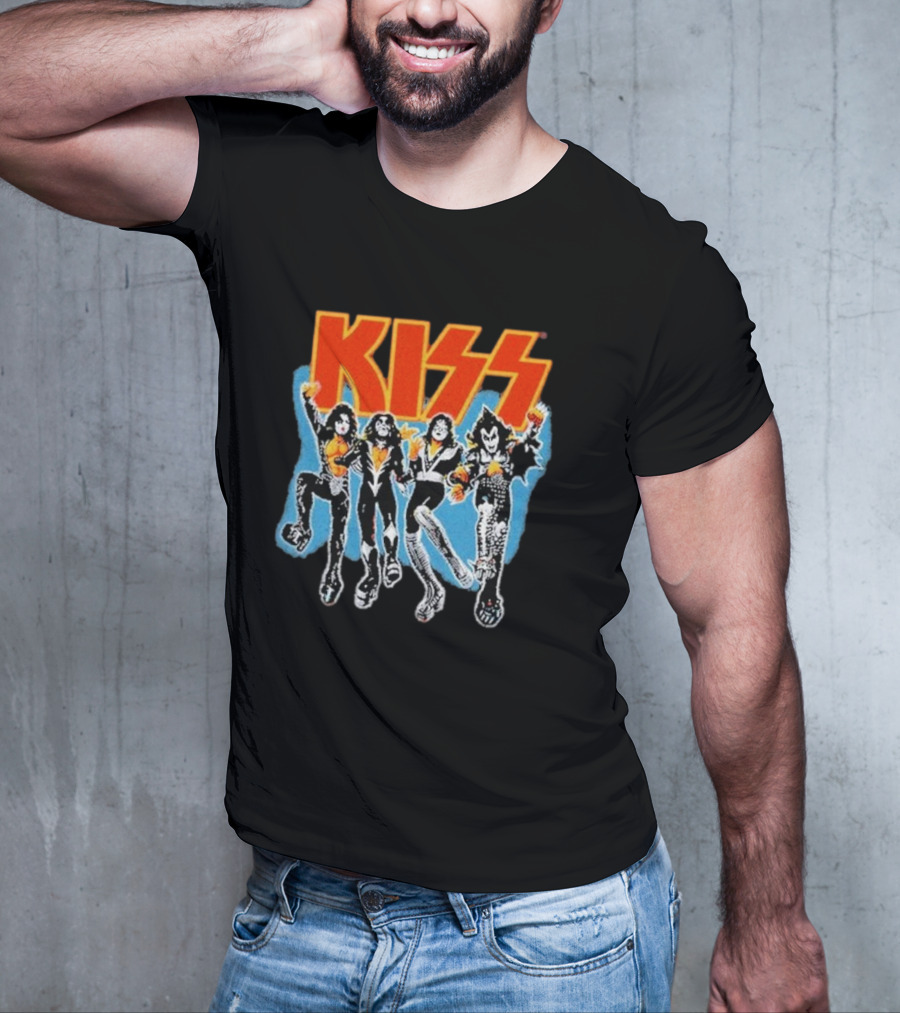 Kiss Destroyer Track List Black Band Members T-Shirt