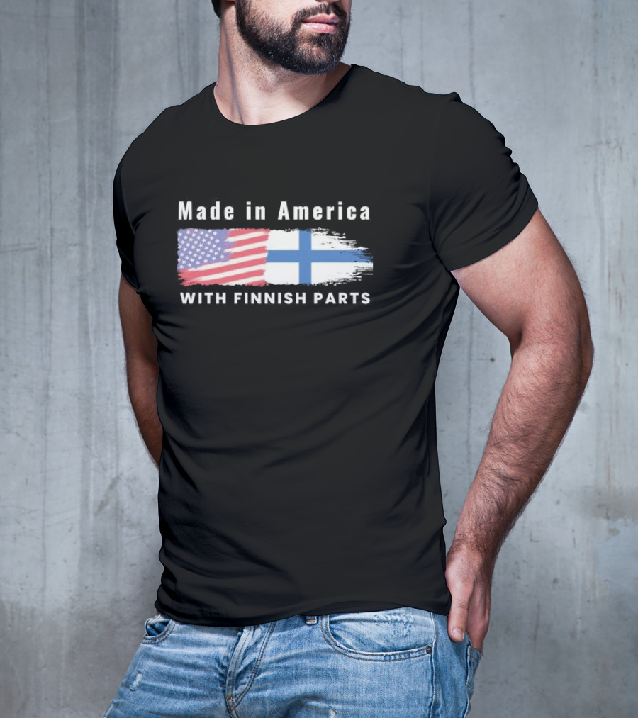 Made In America With Finnish Parts USA Finland Flags T-Shirt