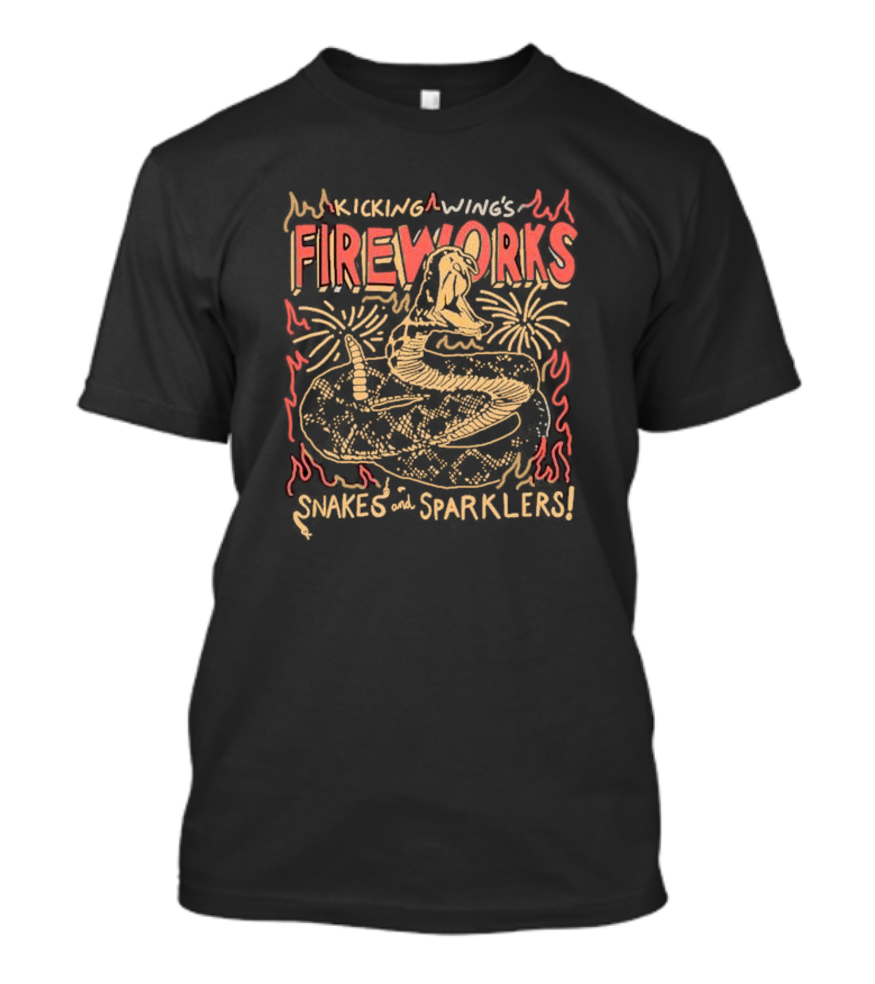 Kicking Wing's Fireworks - Snakes And Sparklers Explosion T-Shirt