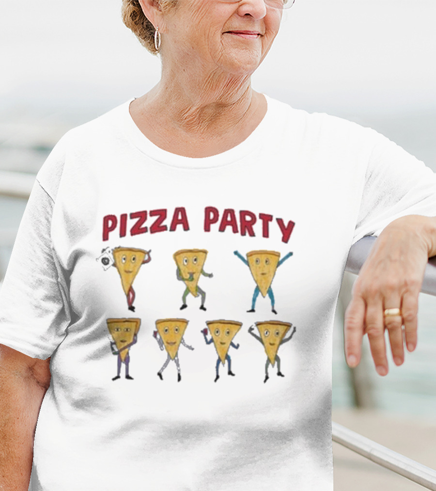 Dave Portnoy Pizza Party Dancing Slice Characters T-Shirt