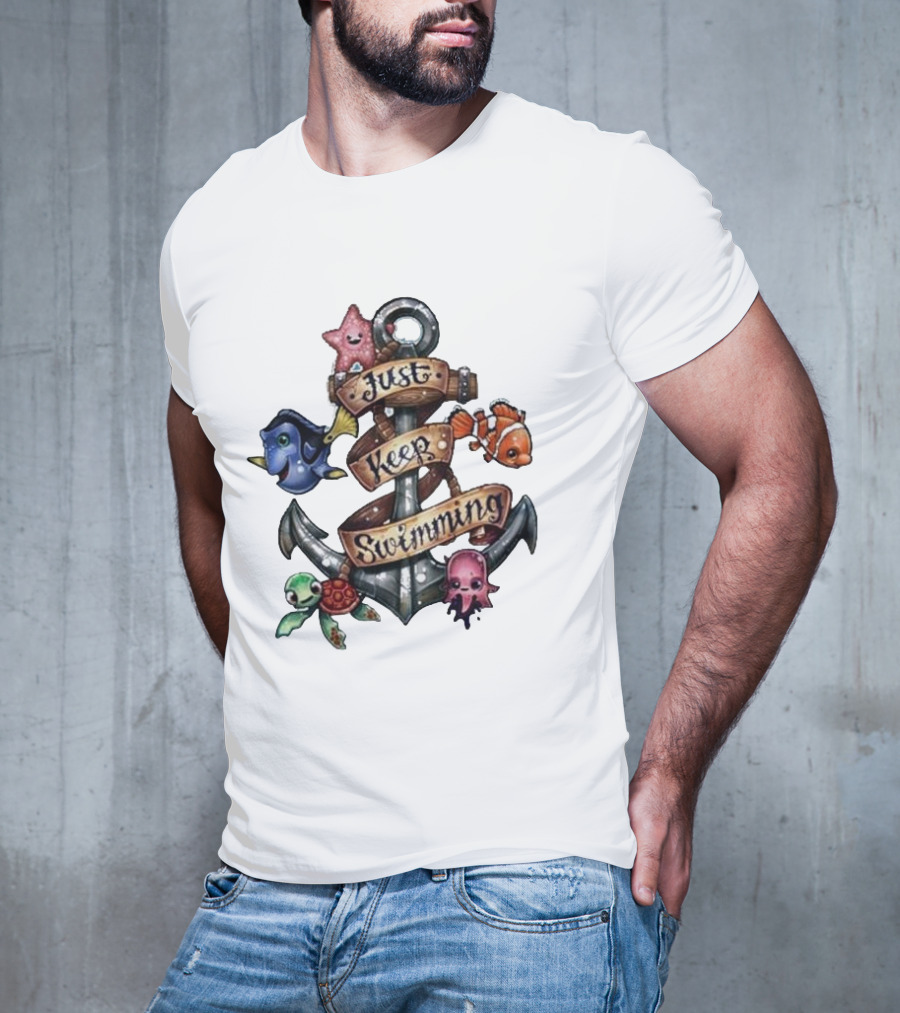 Just Keep Swimming Finding Nemo Anchor Ocean Scene T-Shirt