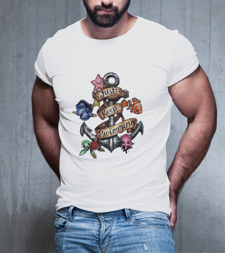 Just Keep Swimming Finding Nemo Anchor Ocean Scene T-Shirt