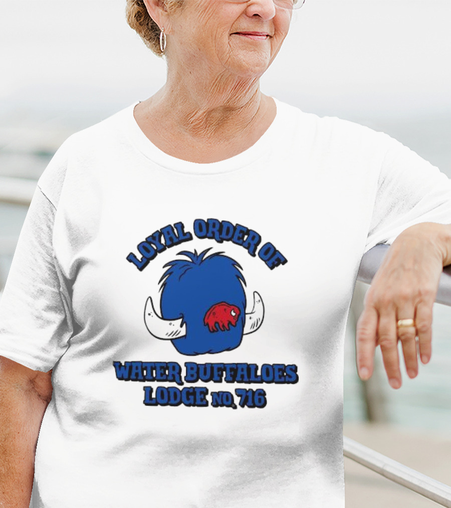 Loyal Order Of Water Buffaloes Lodge No 716 Blue Buffalo Icon Red Emblem T-Shirt