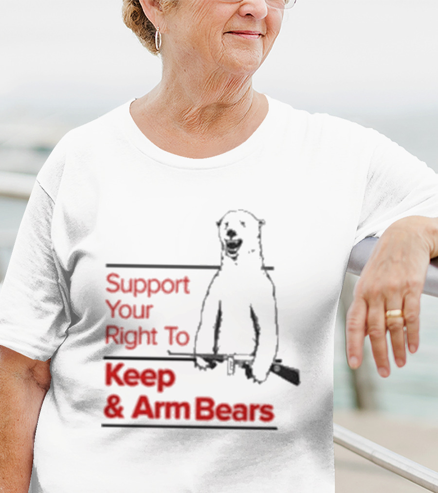Support Your Right To Keep And Arm Bears Polar Bear Holding Rifle T-Shirt