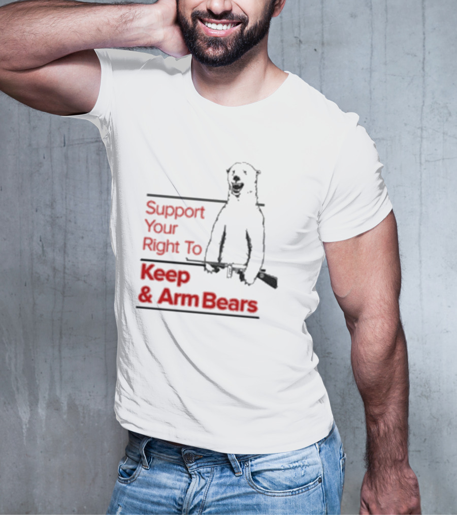 Support Your Right To Keep And Arm Bears Polar Bear Holding Rifle T-Shirt