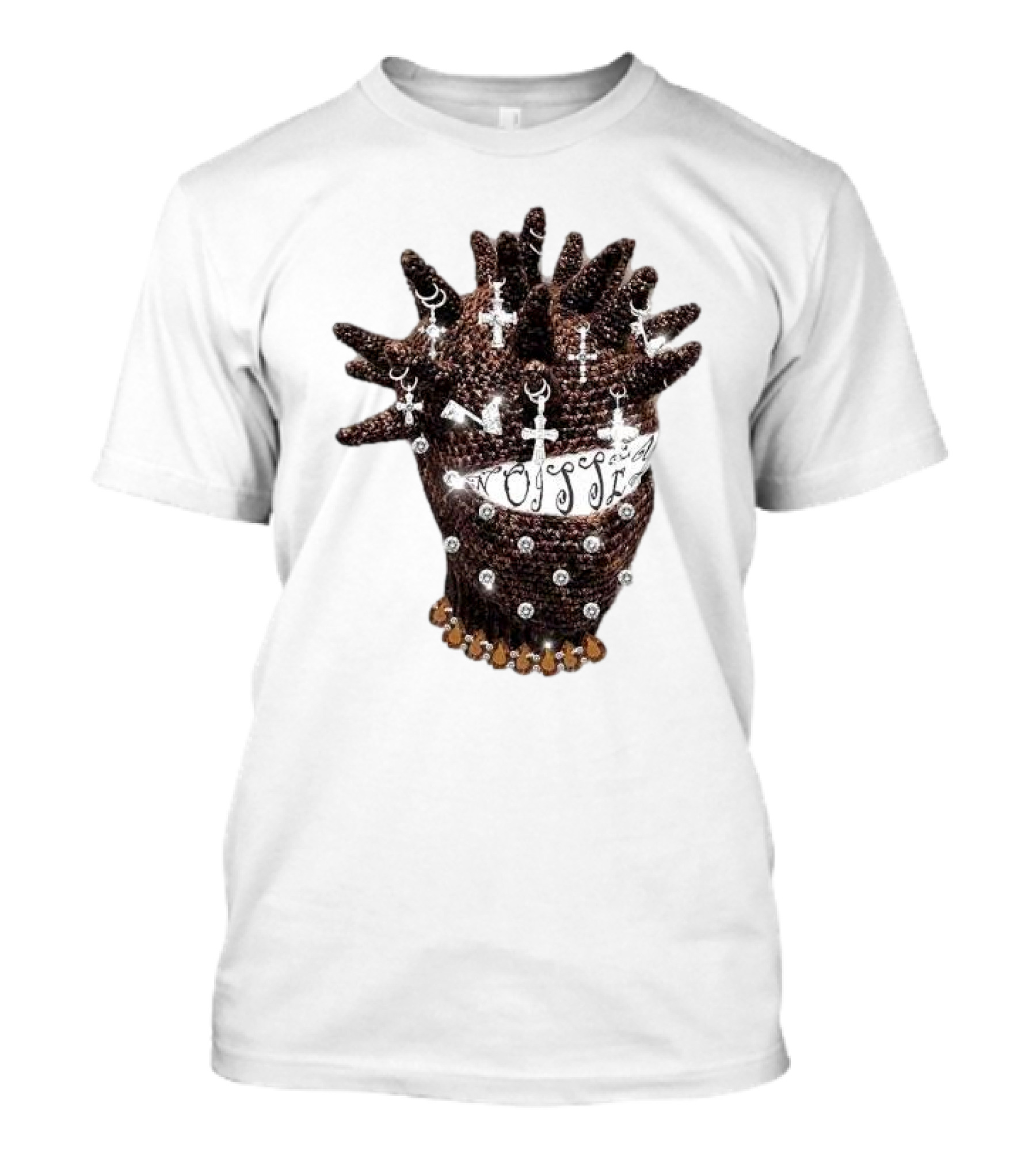 Unique Knitted Hood Spiked Viking Cross Decorated T-Shirt